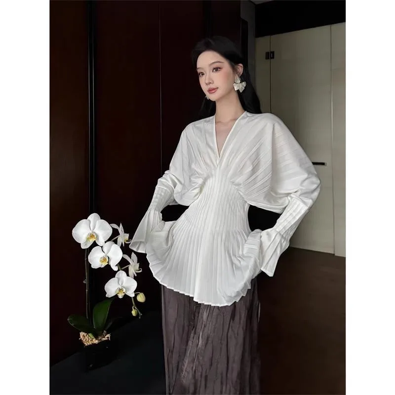 

Women's Spring/Summer Top Shirt Bell Sleeves Retro Simple Comfortable Loose Casual Design Fashion Advanced Soft Niche Versatile