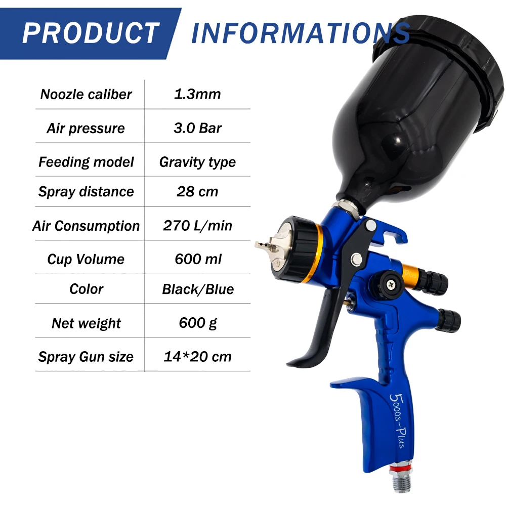 High Quality Spray Gun For Cars 1.3/1.8mm Nozzle Gold Painting Gun With Mixing Cup Water Based Air Spray Gun Airbrush