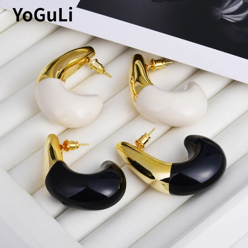 

Modern Jewelry Popular Style Metallic Black White Drop Earrings For Women Girl Gift Hot Sale Pretty Ear Accessories