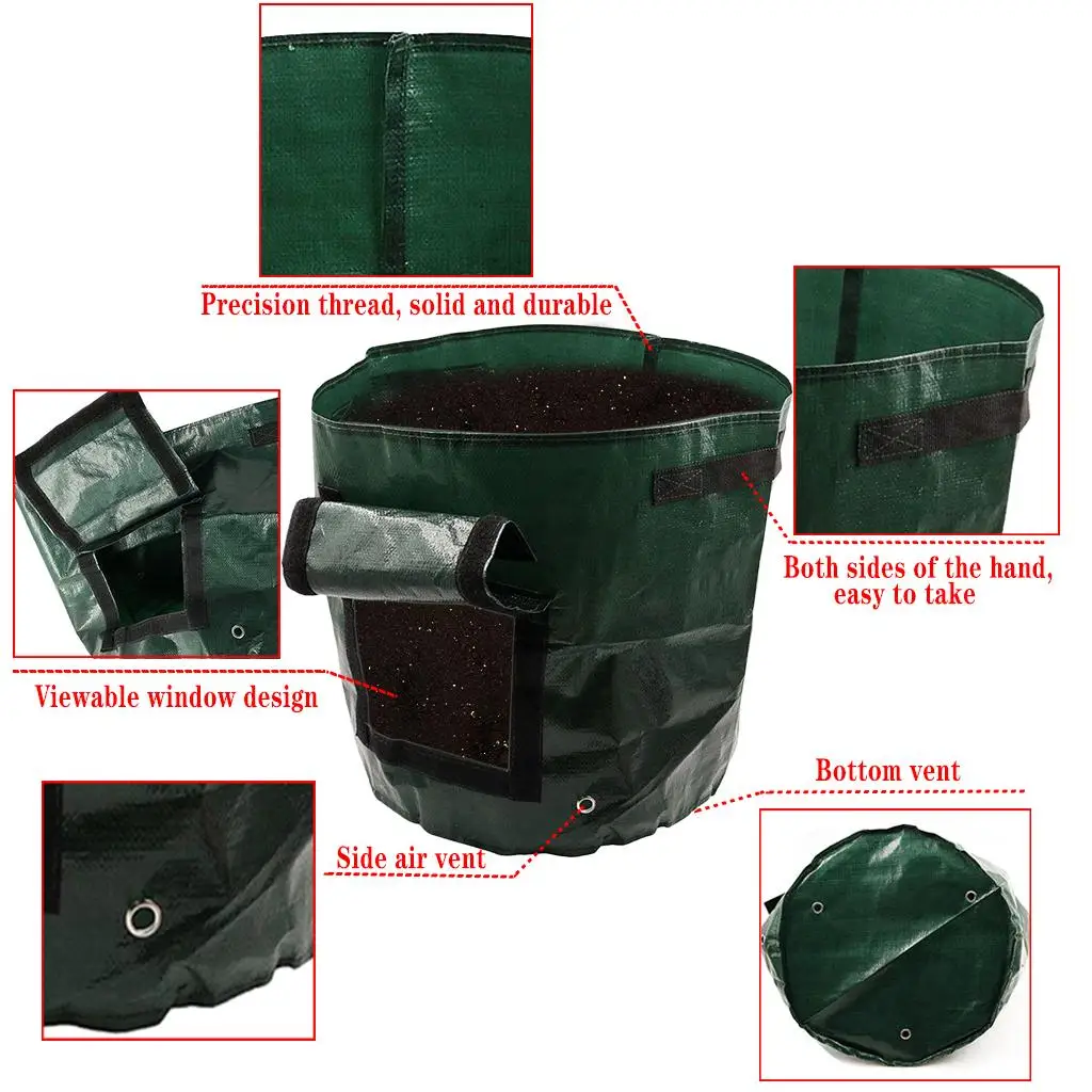 Waterproof PE Potato Grow Bag with Handles Reusable Vegetable Planter Pouch for Home Outdoor Garden