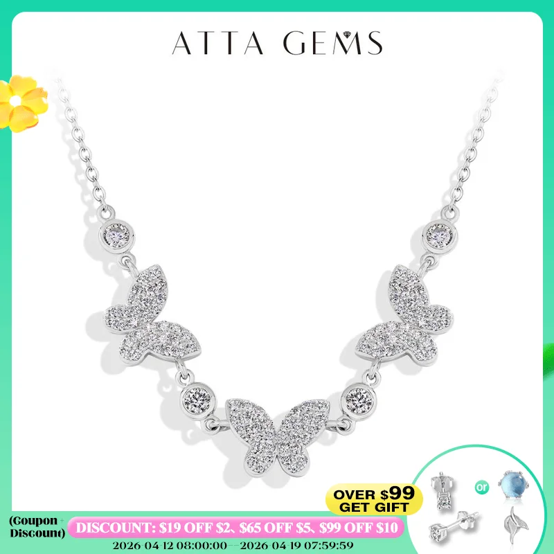 

ATTAGEMS Роскошное ожерелье с бабочкой и муассанитом S925, серебро 18 К, позолоченное DVVS1, свадебный кулон для невесты, подарок для женщин, новинка