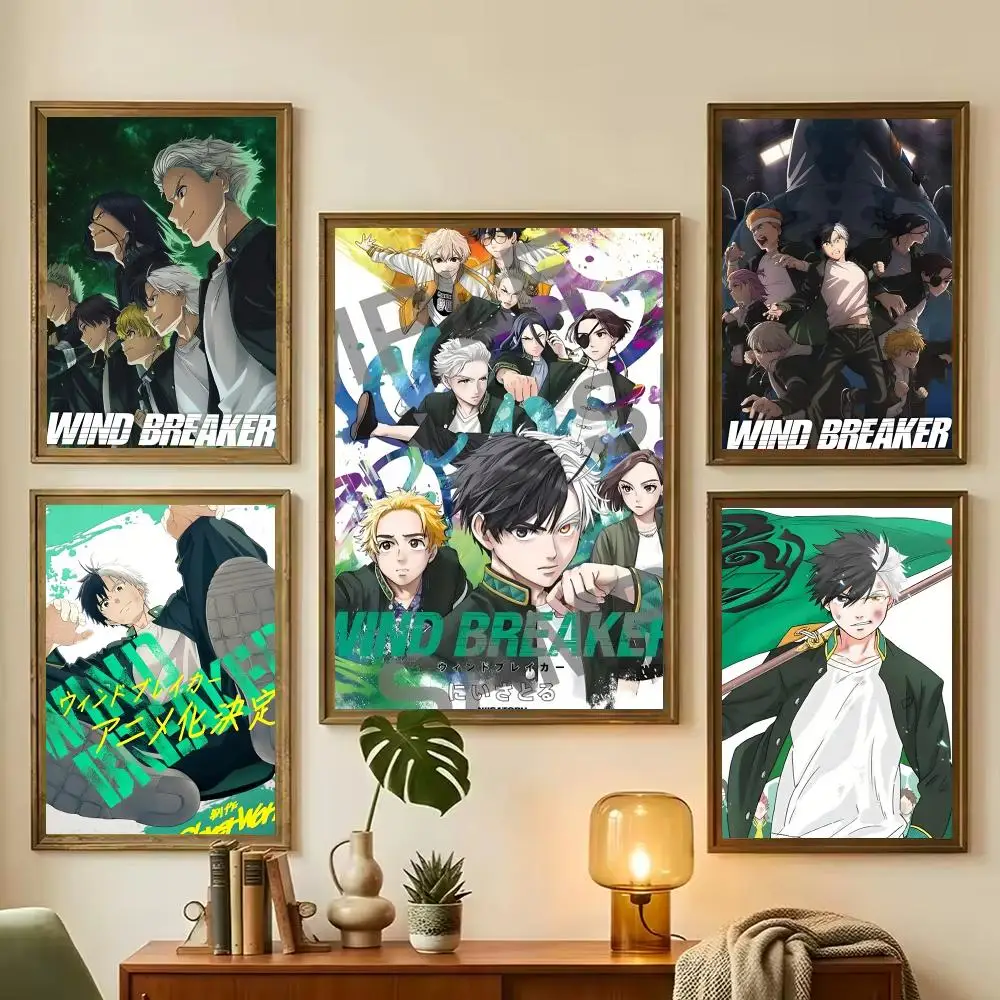Anime Wind Breaker Painting Calligraphy Stylish Wall Art Poster, Bedroom Living Room Home Decor Gift