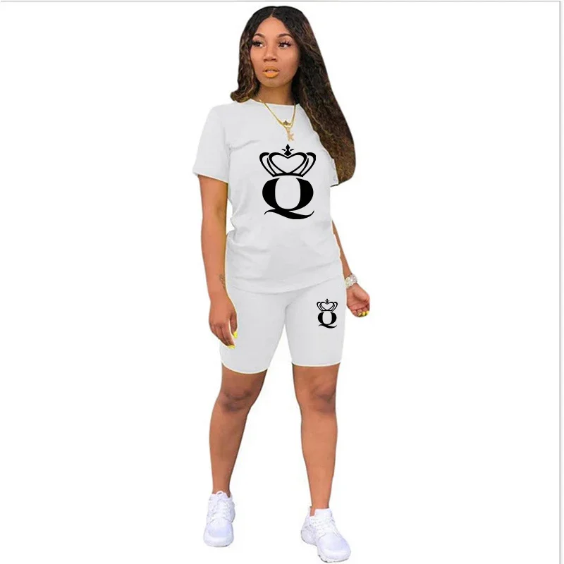 2026 Summer Hot Sale Women's Shorts Tracksuit Queen Printed Sportswear Fashion Sexy Streetwear Outdoor Casual Sports Outfits