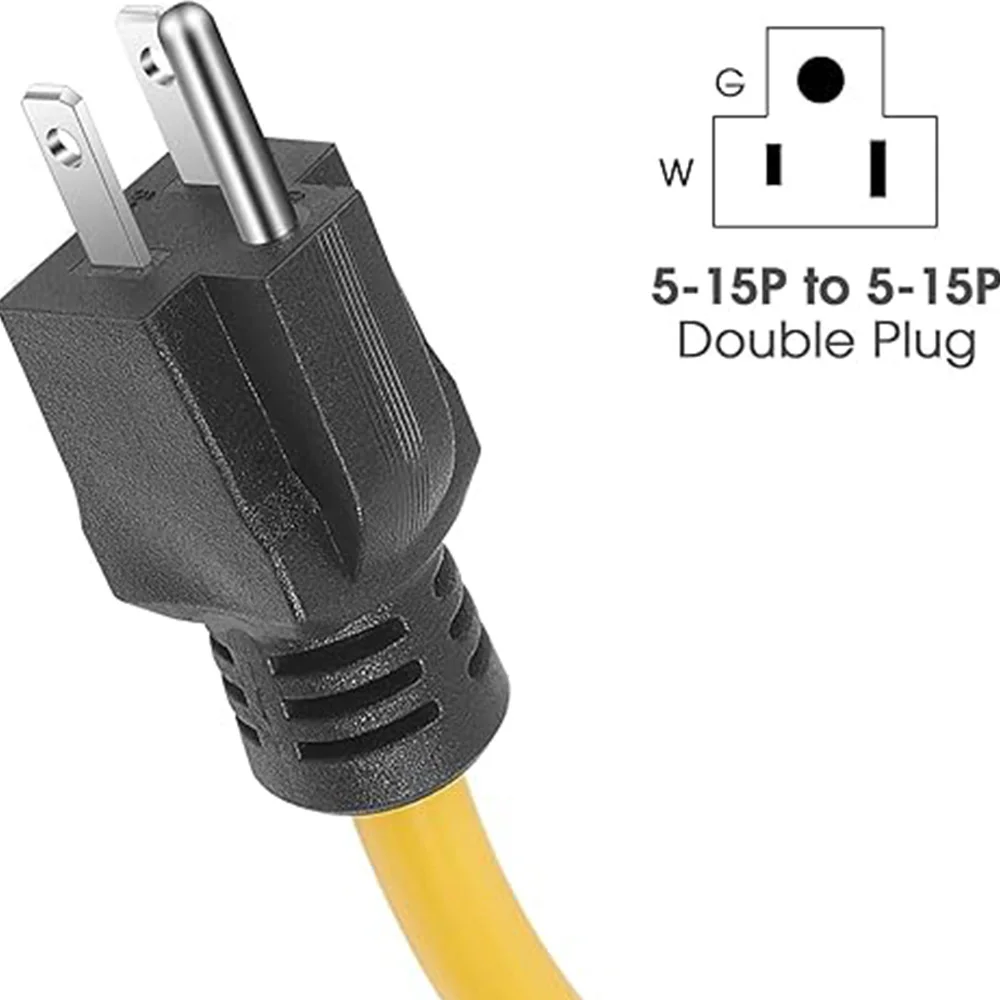 3 Prong Male to Male Extension Cord Double Male 5-15P 12AWG 125V US Plug Generator Adapter Cord for Transfer Switch Dropshipping
