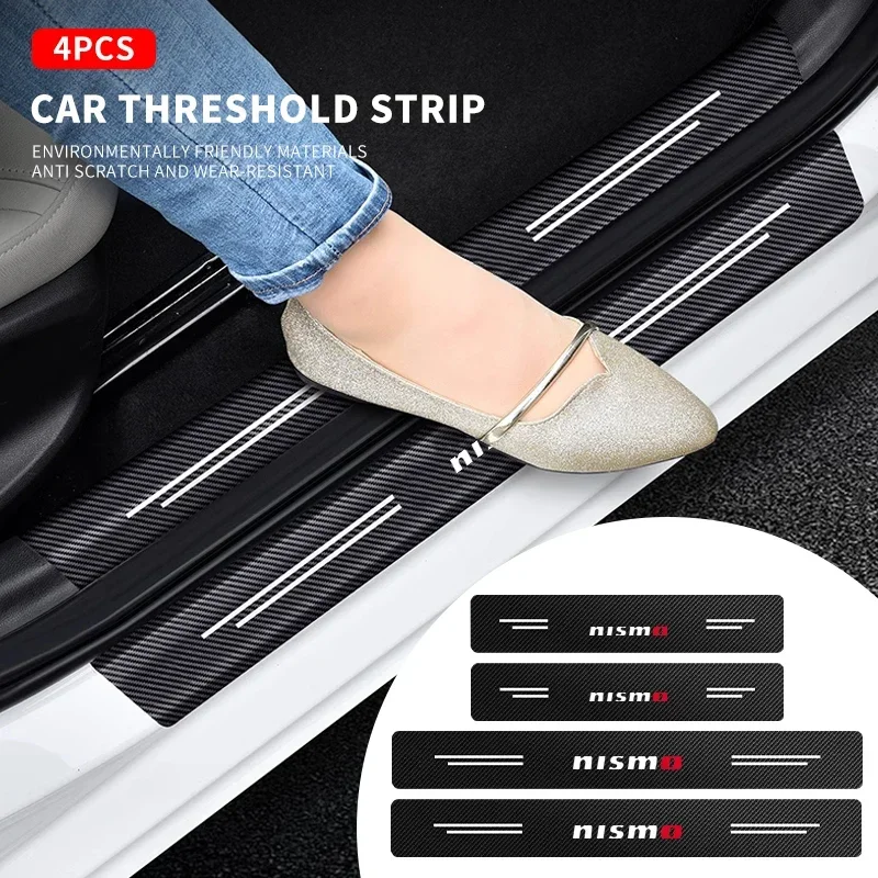 4 шт., защитная наклейка на порог автомобиля, наклейка из углеродного волокна для Nissan Nismo Almera Juke Qashqai Tiida X Trail Note Teana 350Z 370Z