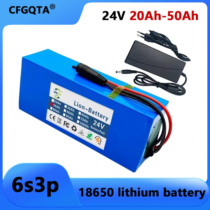 2026 NEW 6s3p 24V 20Ah-50Ah 18650 lithium battery 25.2v 50000mAh lithium-ion battery pack with charger