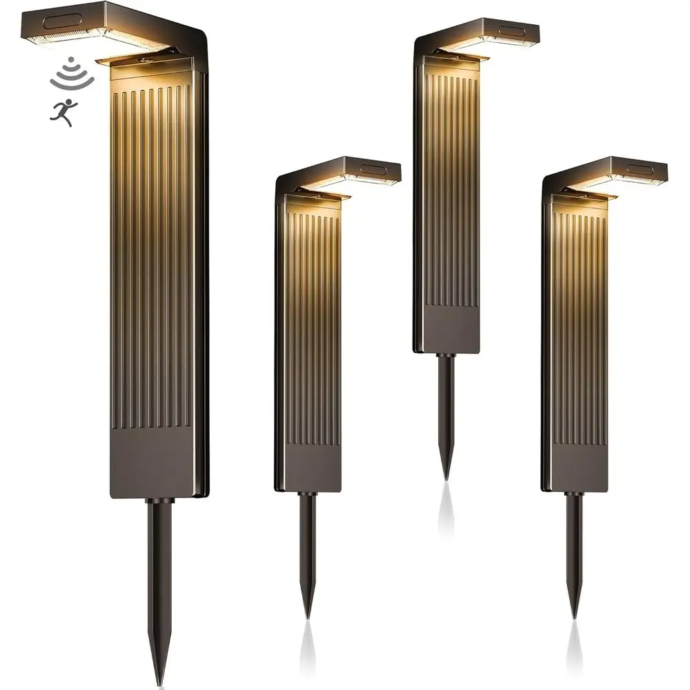 

Набор из 4 светильников для дорожек с датчиком движения, 2 цвета (теплый/холодный белый), 400 лм, 12 часов работы, IP65, водонепроницаемые, для наружного освещения сада и двора