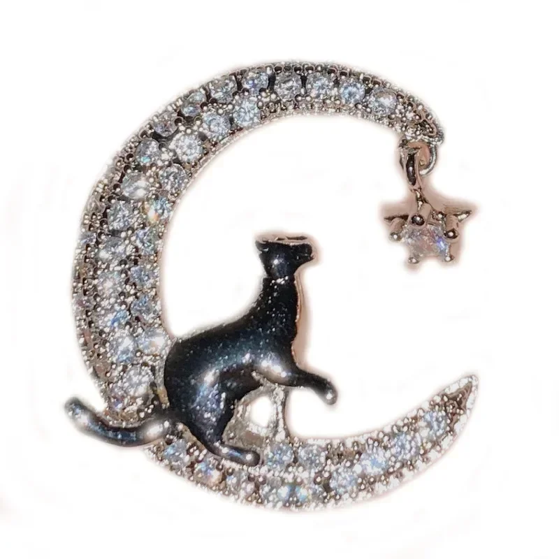 MDLFES Moiss1n الماس نمط الأصلي البكر القمر القط قلادة المرأة مطلية بالذهب لطيف نظام موري #5