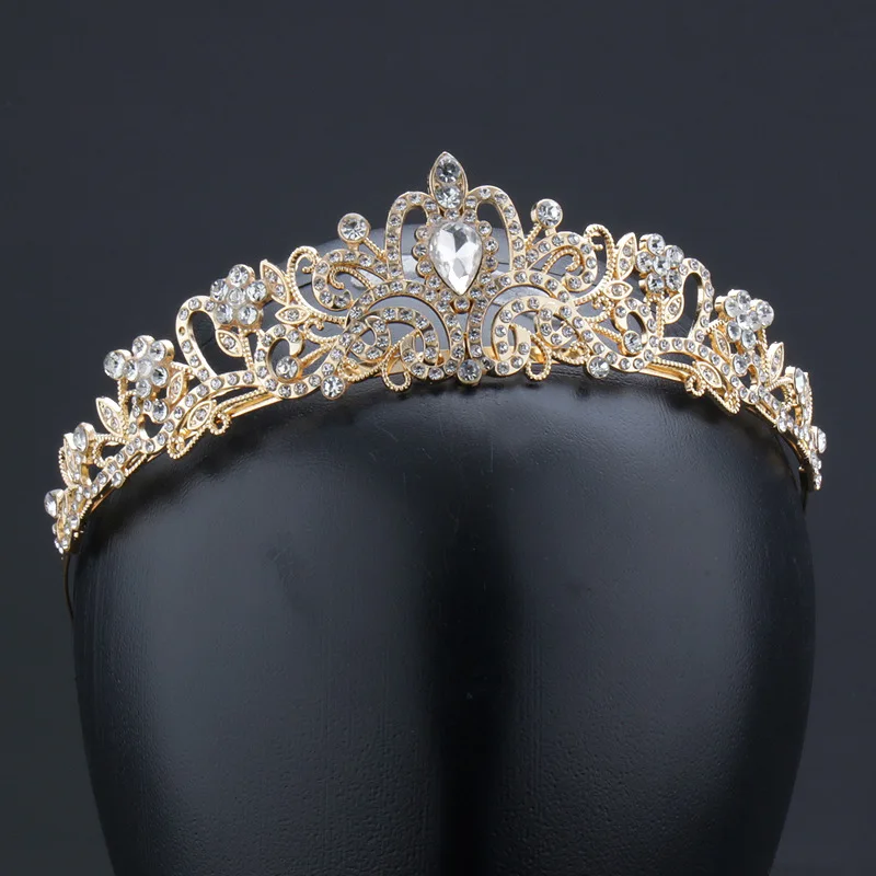 

Hot selling children's holiday performance crown birthday party hair accessories rhinestone alloy princess crown