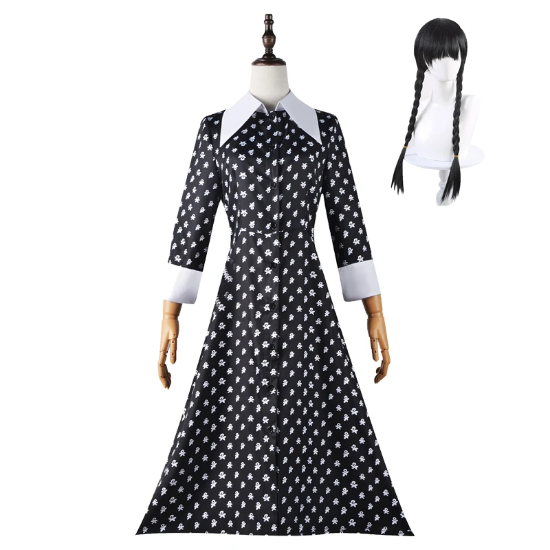 

Movie Wednesday Cosplay Dresses Wednesday Addams Cosplay Costume Gothic Wind Adult Dress Halloween Party Costumes