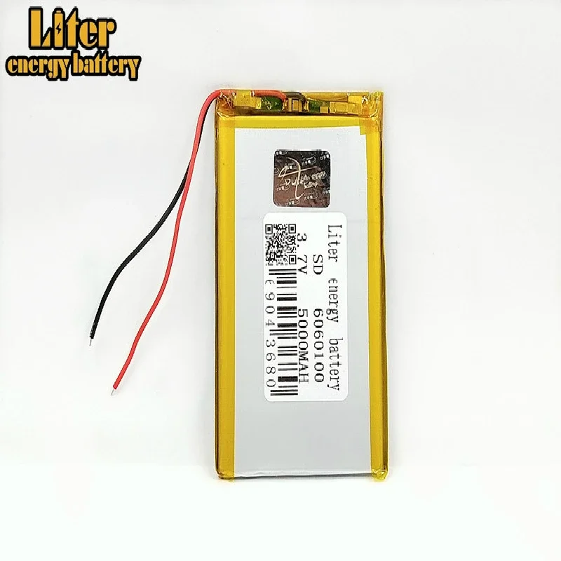 1/2/4x 5000mAh Li-polymer Rechargeable Batteries 3.7V 6060100 Lithium Polymer Battery For MP4 MP5 Tablet DVD MID Digital Product