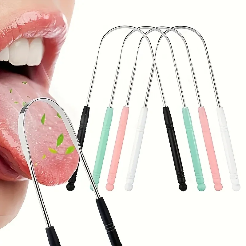 1PC Reusable Stainless Steel Tongue Scraper With Comfort Grip Handle Oral Care Tool, Tongue Cleaner Tongue Scraper