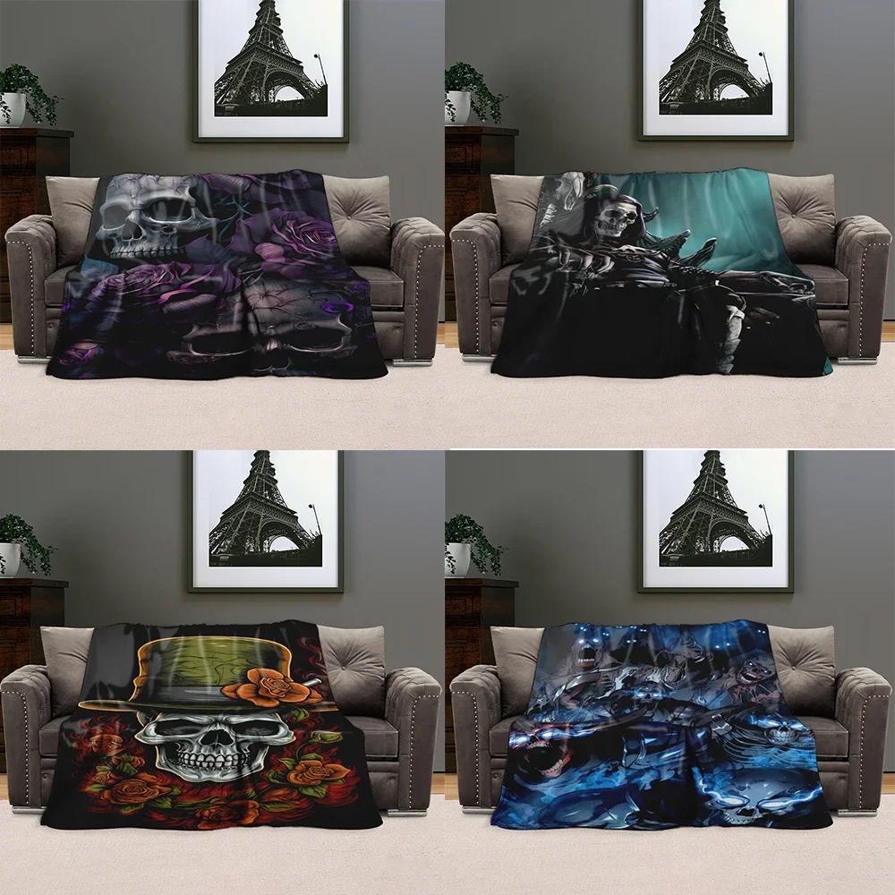 

blankets Skull series flannel blankets travel bedding, sofa children's blankets air-conditioned office blankets, Halloween gifts