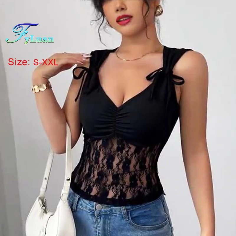 منتج جديد لعام 2025 فساتين نسائية مثيرة من الدانتيل الأسود مربوطة على الكتف بدون ظهر فتاة حارة على طراز علوي لحفلات الكوكتيل والحفلات الراقصة #4