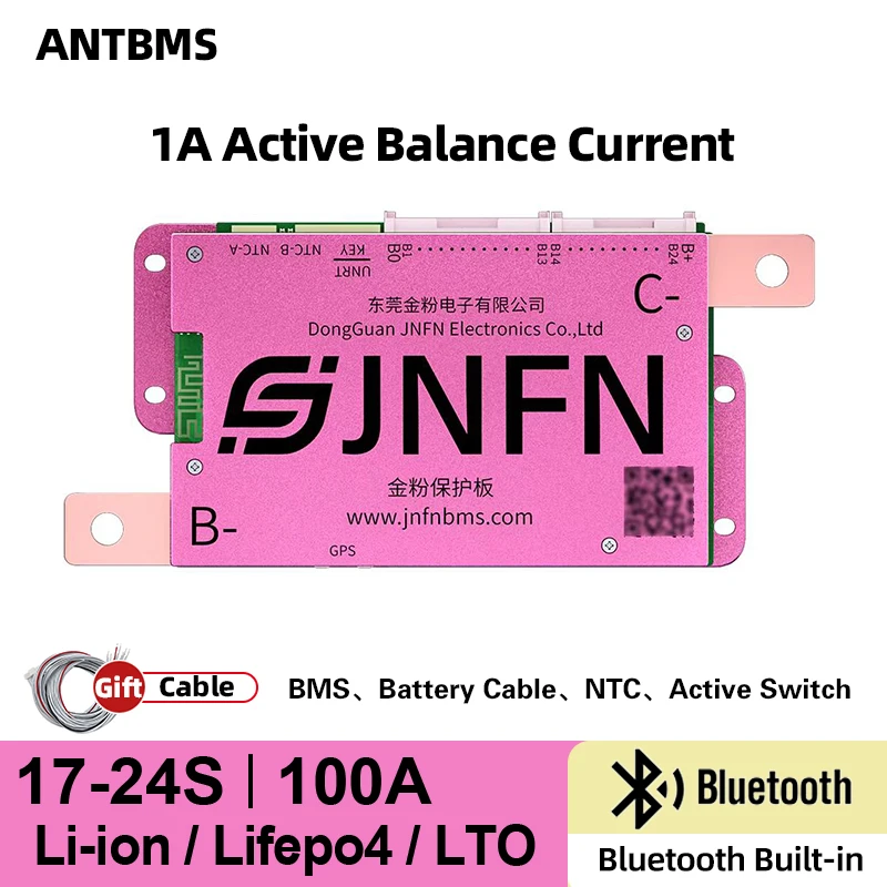 

ANT BMS 1A Плата защиты литиевой батареи Active Balance 17S-24S 20S 22S 60V 72V 100A пиковая 250A Li-ion Lifepo4 Smart Bluetooth