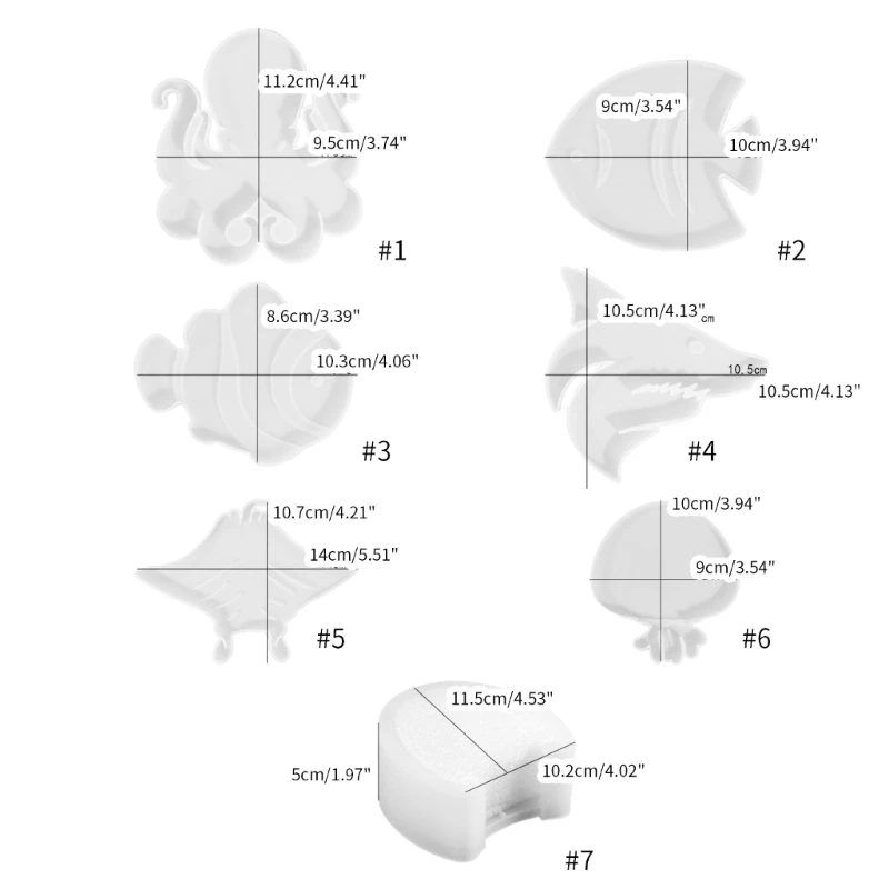 Moulds สัตว์ทะเลรูปสำหรับอีพ็อกซี่เรซิ่นหล่อหัตถกรรมตกแต่ง