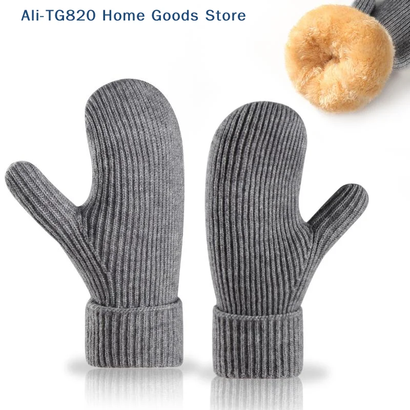 

[TG820]New Knitted Gloves Winter Double Layer Velvet Thickened Warm Cover Gloves Finger Gloves