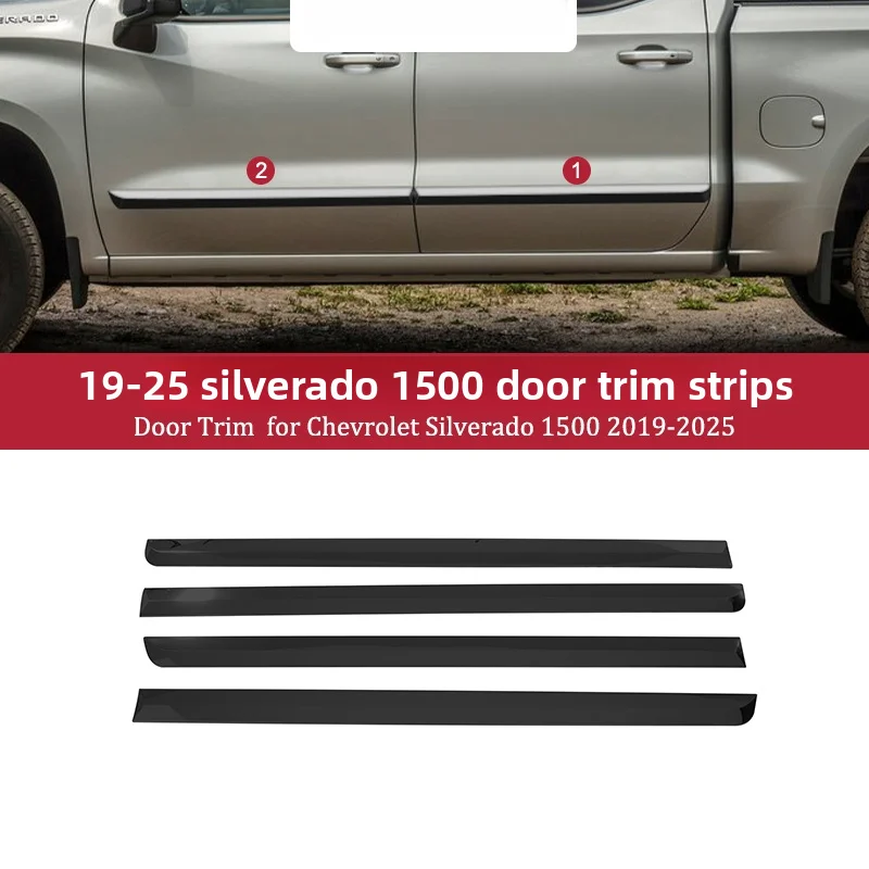 

For 2019-2025 Chevrolet Silverado1500 Door Trim Modification Anti-collision Protective Sticker Black Decoration