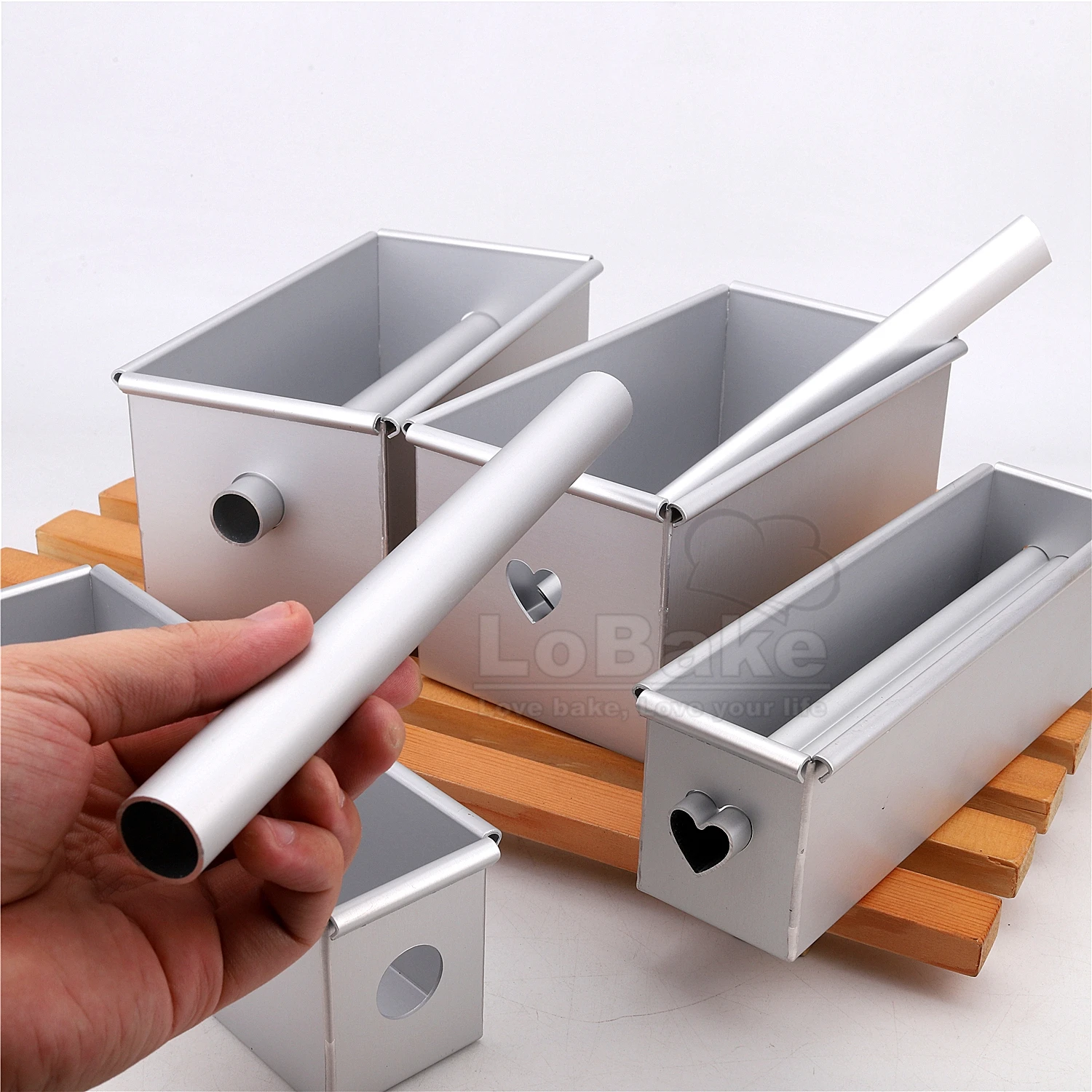 100g 250g Aluminium Rectangle Flowing Core Toast Bread Mold With Hollow Round Heart Stick Mousse Cake Cheese Tin DIY Baking