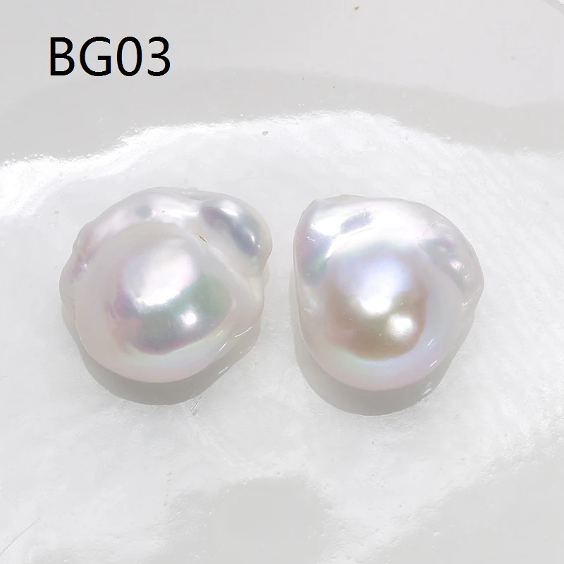 Wholesale Natural freshwater Baroque aurora color profile-shaped pearl naked bead Loose bead DIY Earrings jewelry 15-20mm Bg