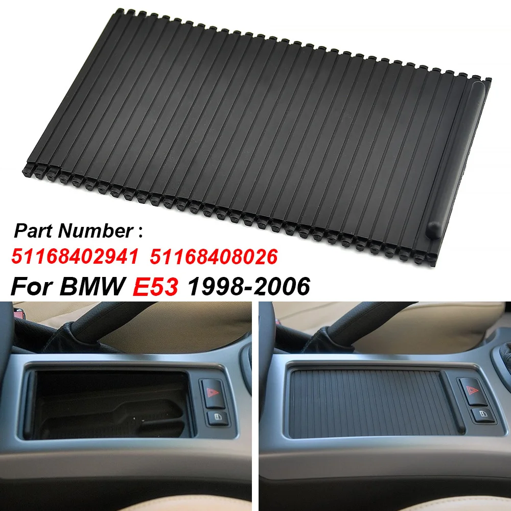 For BMW X5 E53 1998-2006 Car Center Console Sliding Shutters Cup Holder Roller Blind Cover Replacement 51168402941 51168408026