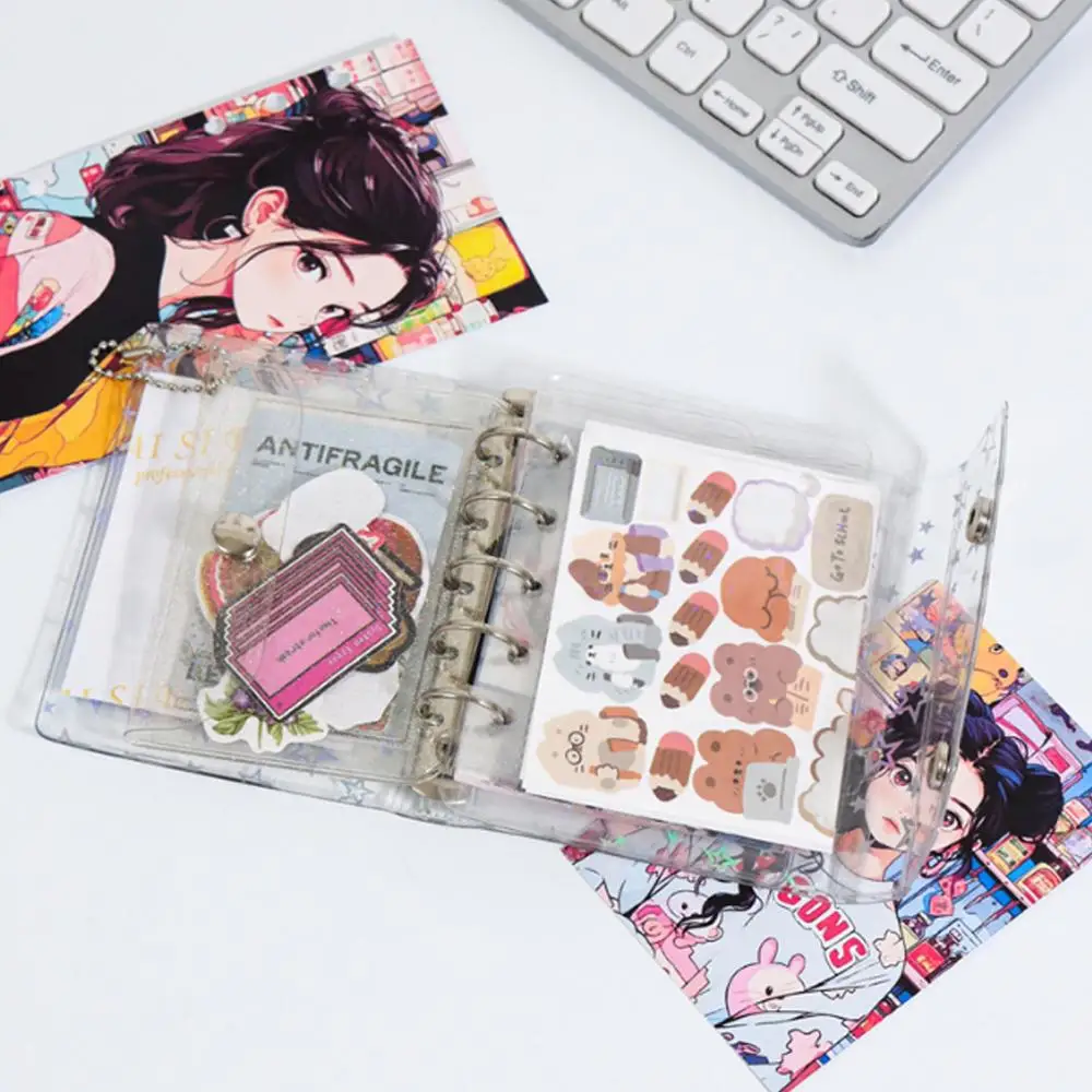M5 A6 A7 الميزانية الموثق غطاء واضح بريق بولي كلوريد الفينيل الموثق إعادة الملء دفتر انفصال أنيمي شخصية بطاقة التداول حقيبة للتخزين