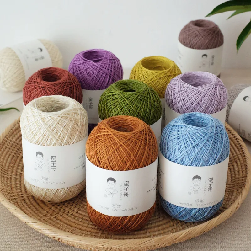 Linen Yarn Fine Linen Thread Crochet No. 5 Lace Threads Weave Shawls DIY Pillows Bags Dolls Clothes Knitting Blankets 50g/ball