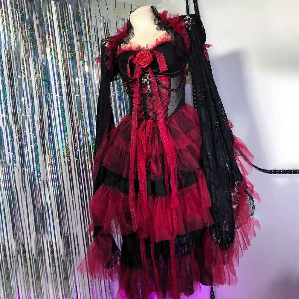 

Готические топы с длинными рукавами в стиле Y2K, кавайные, в стиле гранж, панк-рок, ручной работы, эмо, 90-х, готическое платье, винтаж, харадзюку, эко-одежда для клубов, DIY