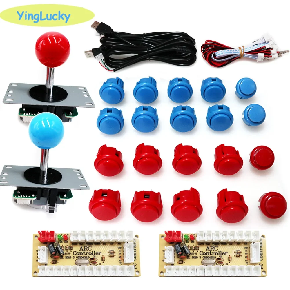 Arcade 2 Player Zero Delay Kit Mando Arcade Usb Encoder To Pc Rasberry Pi SANWA Push Button Joystick Usb Arcade Cabinet