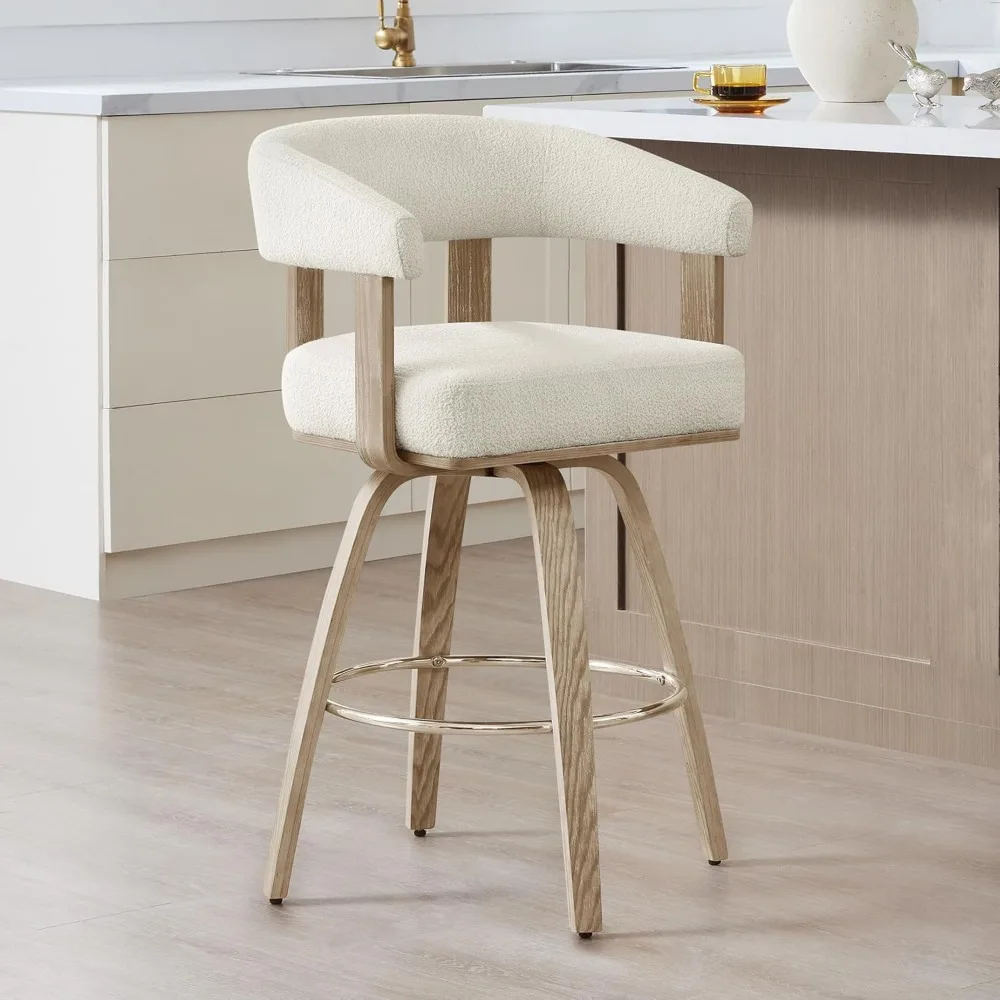 Swivel Counter Height Barstools Set of 2,Upholstered Bar Stools,with Back and Armrest for Kitchen Island Home Bar,27