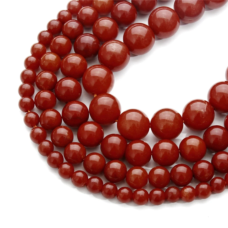 1 Strand Red Carnelian Agate Natural Stone Beads Round Loose Spacer Beads For Jewelry Making DIY Bracelets Necklace Earring
