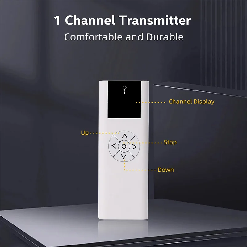 A-OK AC114-1 Single Channel Remote Controller Electric Curtain RF433 Wireless Transmitter for A-OK RF433 Curtain Motor/Tubular