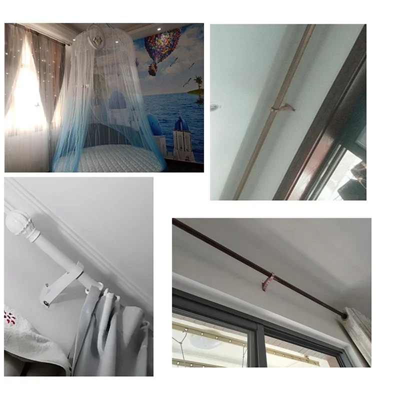 1pcs Curtain Rods Bracket Hanger Hook Rod Support Clamp Crossbar Fixing Clip Wall Hooks Organizer Rails Rack Home Storage