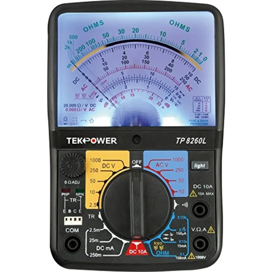 

TP8260L Analog Multimeter with Back Light and Transistor Checking Dock