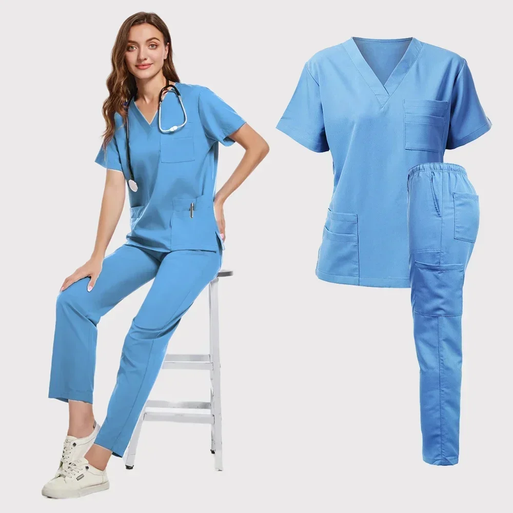 للجنسين الزي الطبي الرجال النساء ملابس التمريض الجمال زي ممرضة الدعك مجموعات طبيب الأسنان عمال السراويل السريرية