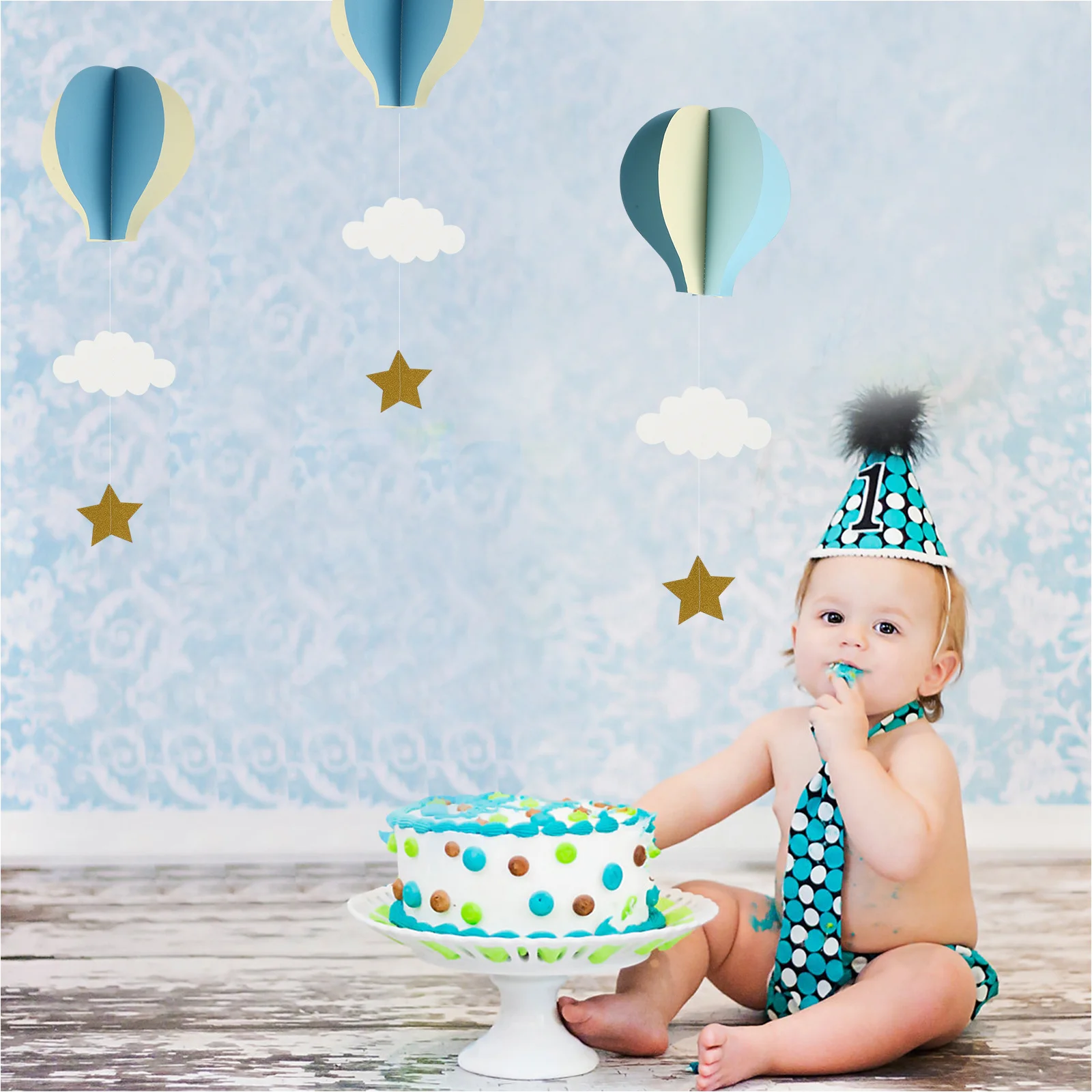 

6Pcs 3D Hot Air Balloon Hanging Ornament Sturdy Reusable Paper Decor for Bridal Shower Valentine's Day Party Decoration