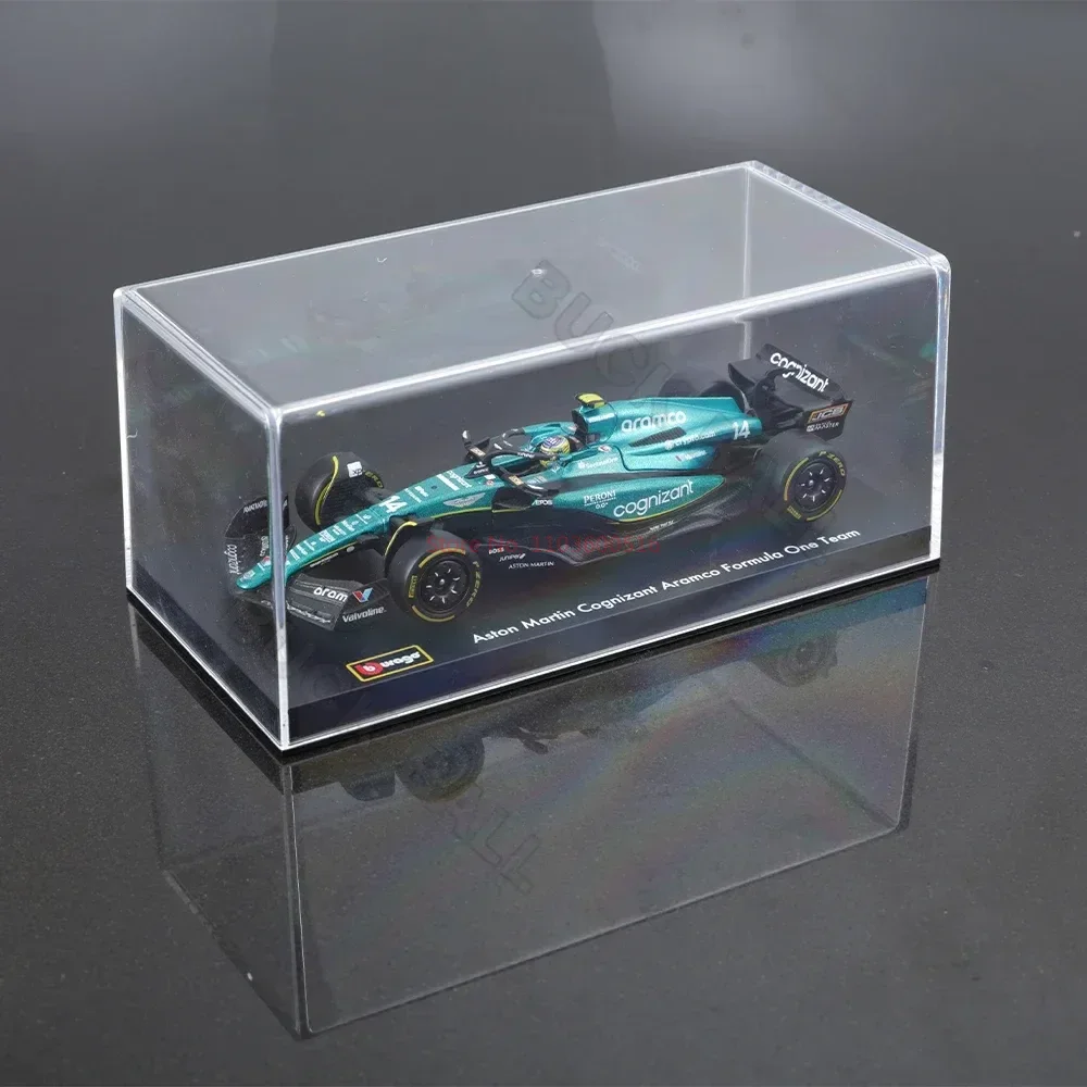 In-stock 1:43 Bburago Aston Martin Aramco Team AMR23 2023 F1 Car Model Dust Cover 14 Alonso #18 Stroll # Alloy Car Die Cast Toy