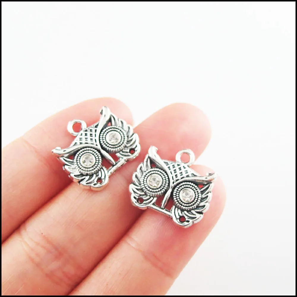 New Clear Crystal Charms Anchor Flower Moon Animal Owl Rudder Heart Tibetan Silver Plated Pendants Retro