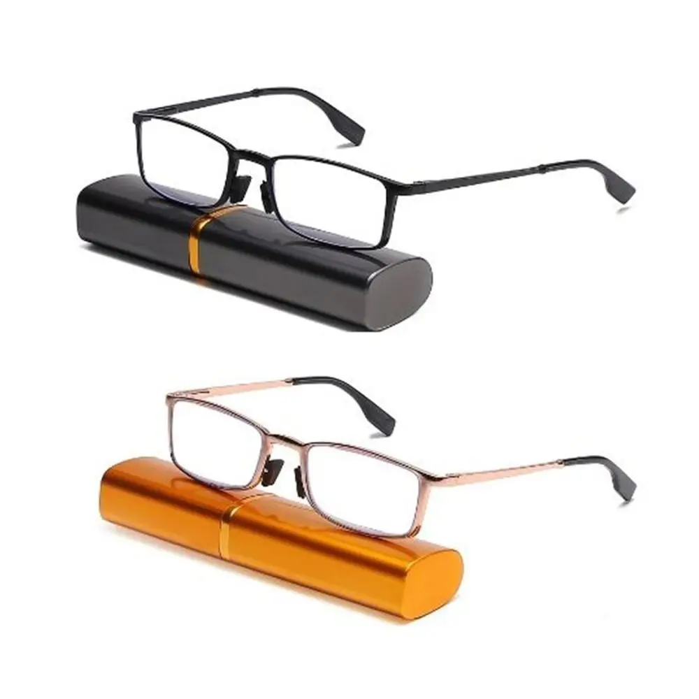 Newest Slim Anti-blue Light Reading Glasses with Pen Clip Tube Case for Men Women Portable Compact Eyeglasses Strength +1.0~+4.0