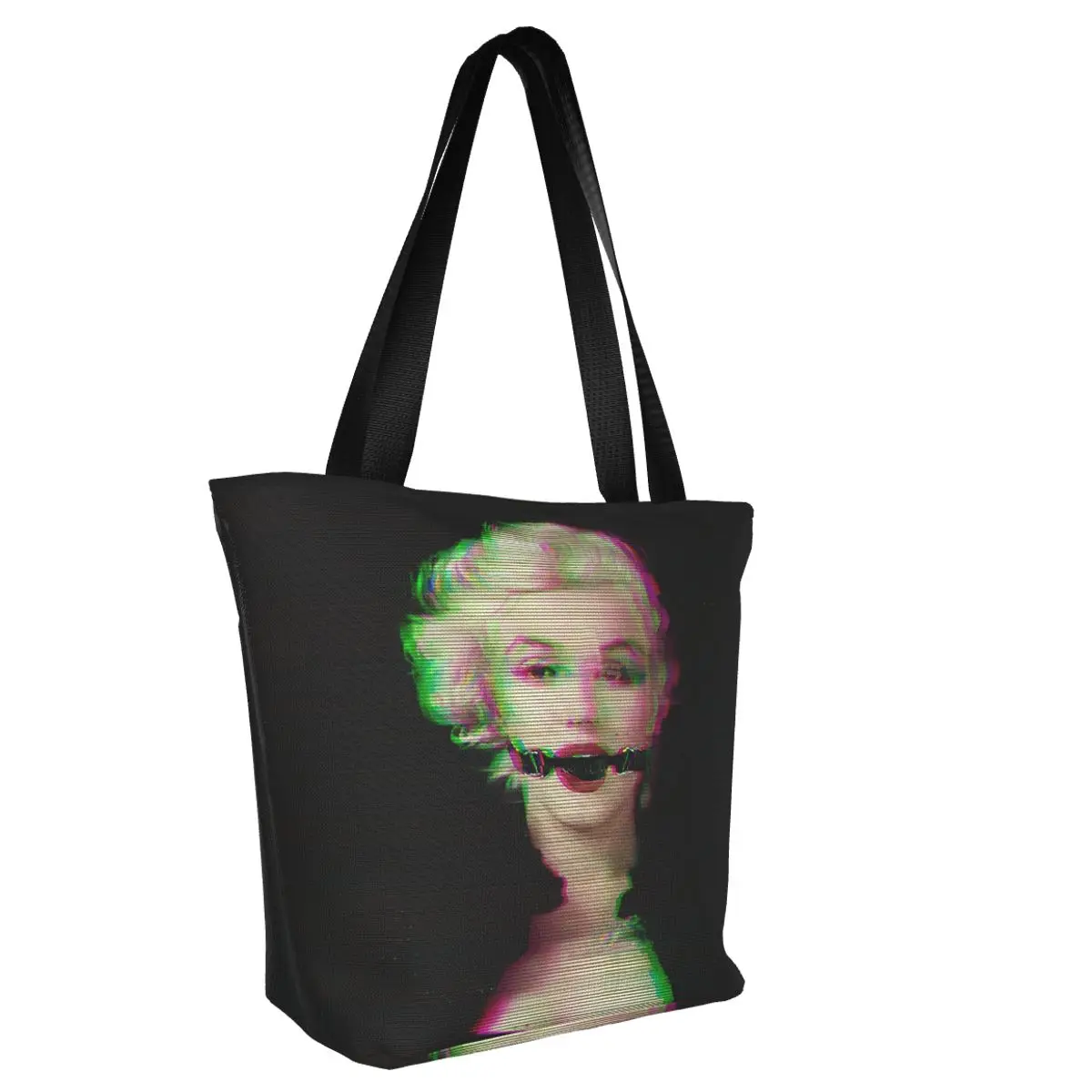 Marilyn Monroe, divertente, borsa a mano per ragazza all'aperto in poliestere con bocca e lingua, borsa per la spesa da donna, borsa a tracolla, borsa di tela