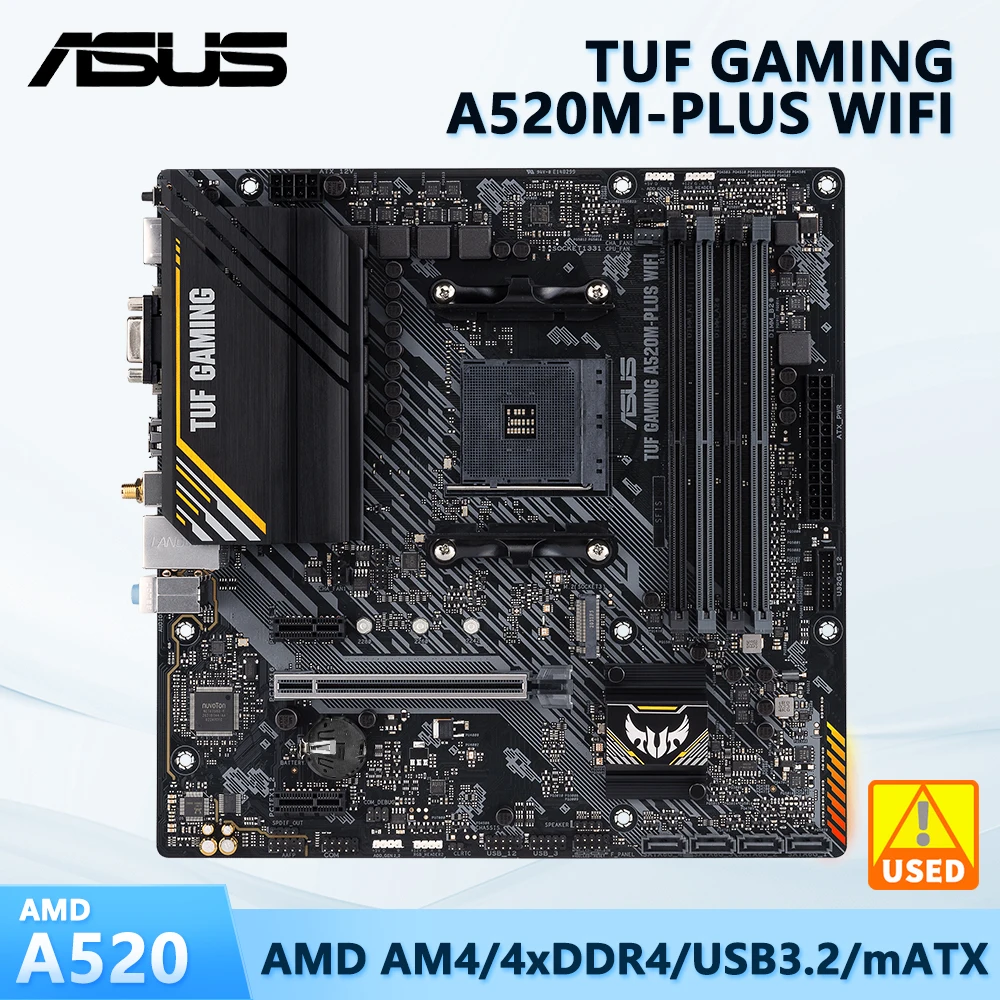 

ASUS TUF GAMING A520M-PLUS WIFI Motherboard AMD A520 Supports Ryzen 5 5600G 5700X 5800X 3200G 3700 3600 CPU DDR4 128GB Micro A