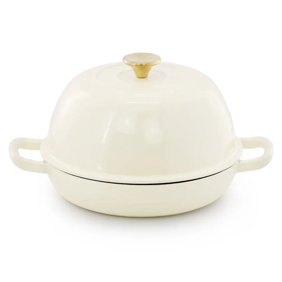 6 Quart Enameled Cast Iron Bread Pot in Cream with Baking Mat view 3