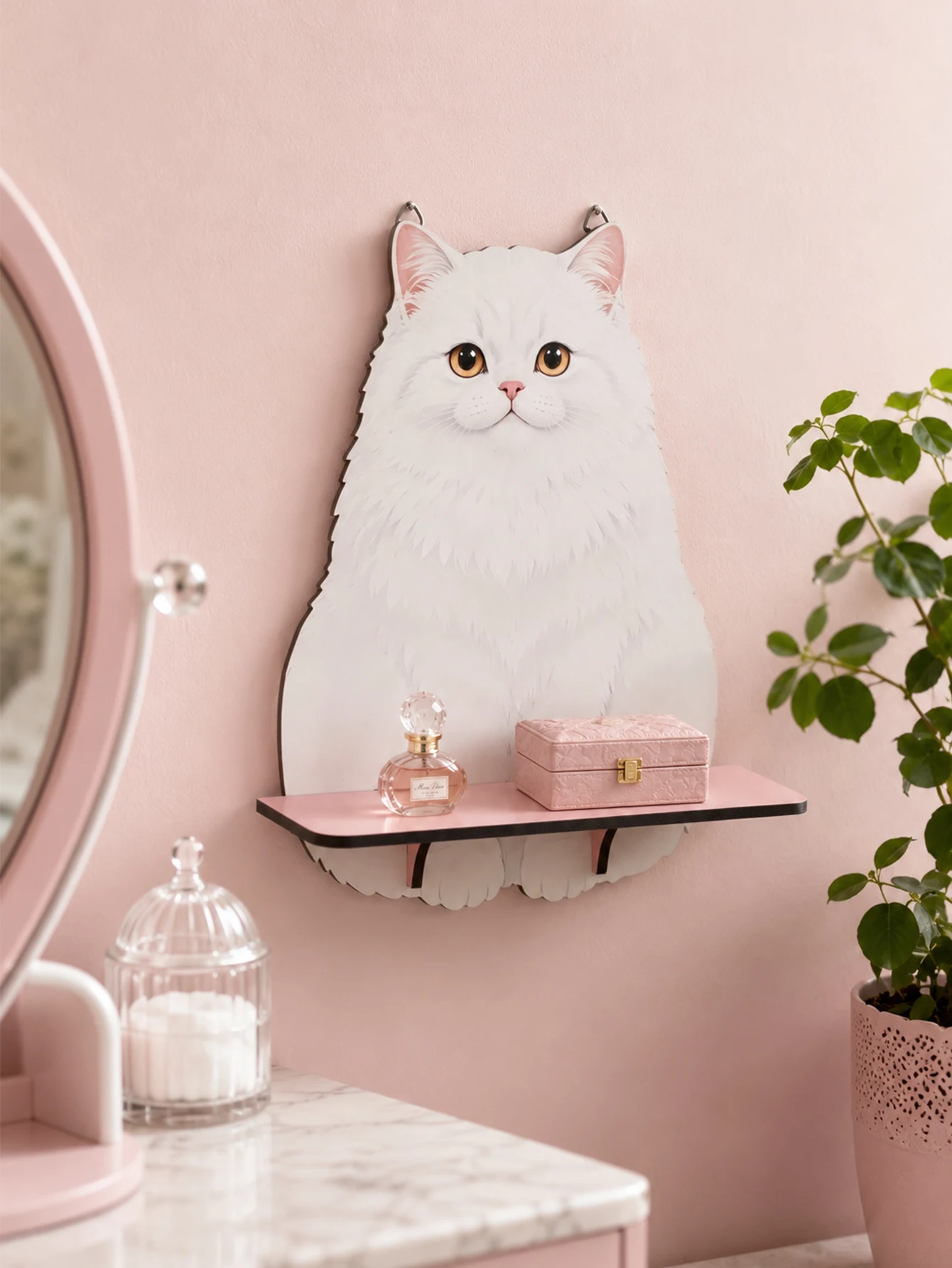 Kawaii Pet Shaped Wall Hanging Floating Shelf Cute Cat Dog Rabbit Wall Mount Storage Shelves Girls Bedroom Decor Display Rack