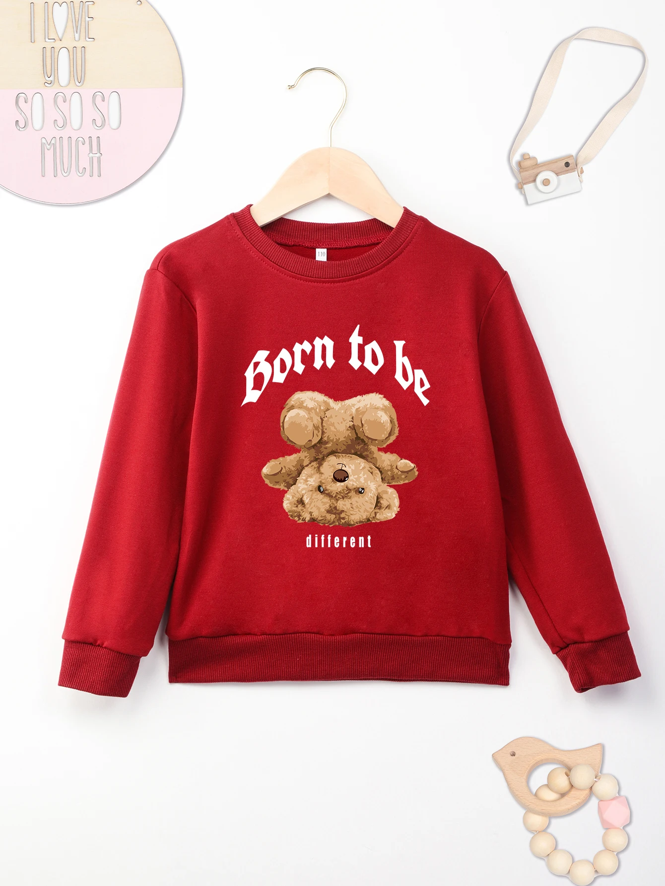 Inverted teddy bear  Printed trendy style for boys and girls, comfortable and warm in autumn and winter Sweater