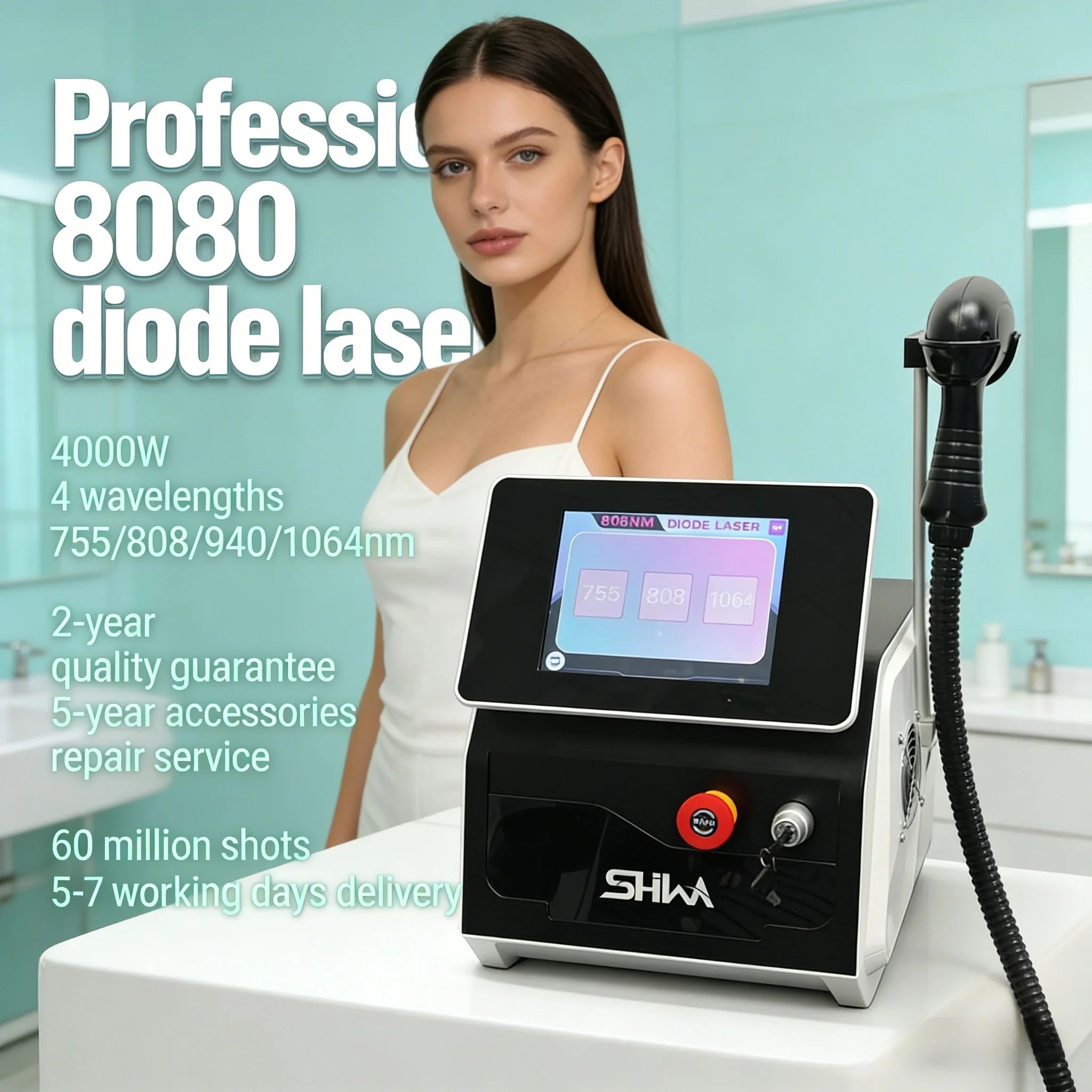 Soprano 2026 New Black Ice Platinum Cooling System 808nm Diode Laser Hair Removal Machine Best Brand 4 Wave Lengths