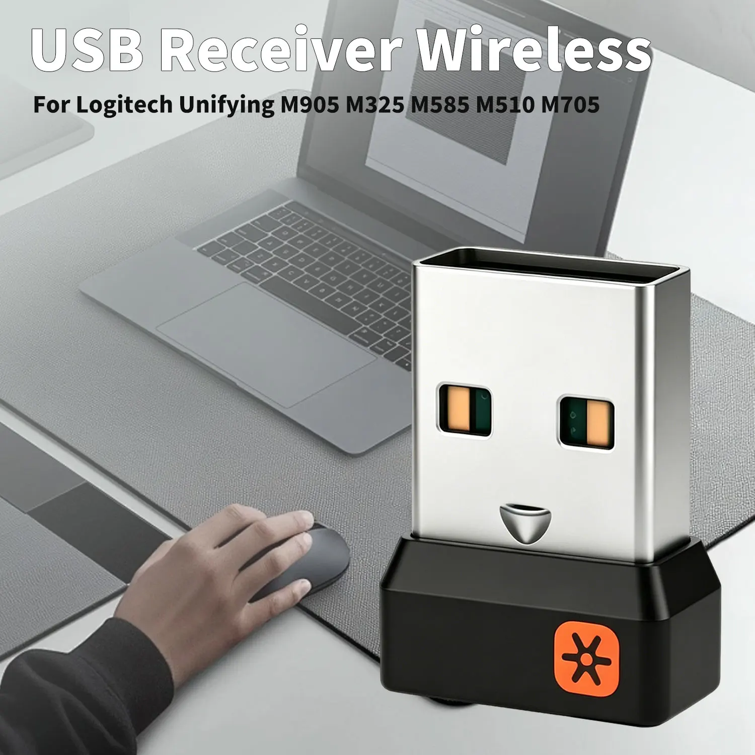 USB Receiver For Unifying - USB Adapter For Mouse Keyboard, Supports 6 Devices, Wireless Dongle For M905 M325 M585 M510 M705
