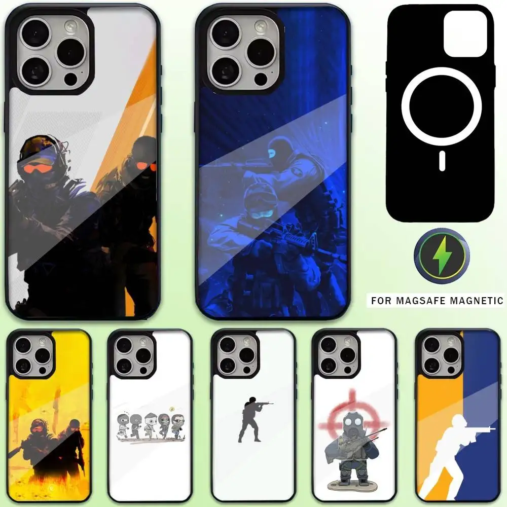 

C-Counter-Strike CS 2 V-Vintage Phone Case For iPhone17,16,15,14,13,12,11 Plus,Pro Max Magnetic For Magsafe Wireless Charging
