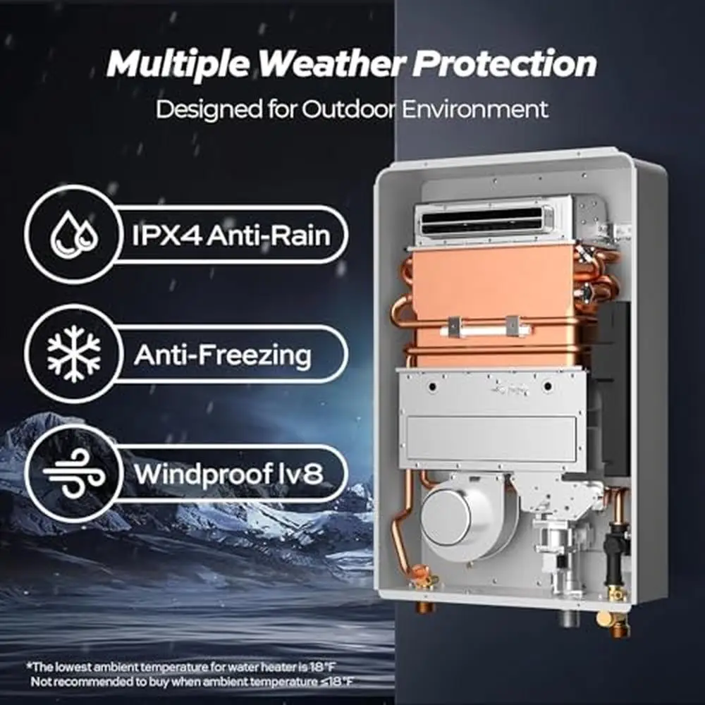 Tankless Water Heater Instant Hot Water Outdoor Installation Up to 8.1 GPM Gray Comfort Series 180S Easy Install Gas Powered