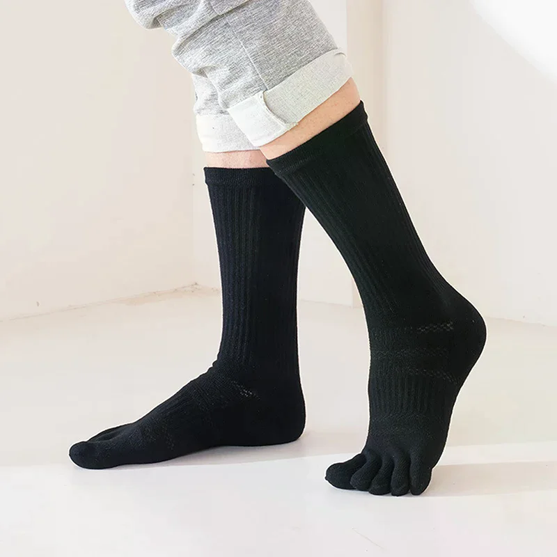 رجل 5 أصابع الجوارب طويلة امتصاص العرق تنفس مريحة اللياقة البدنية ماراثون المشي لمسافات طويلة في الهواء الطلق تو جوارب رياضية #3