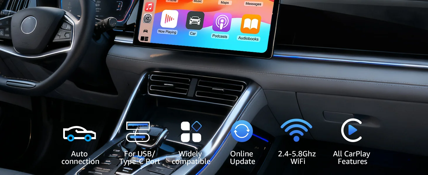 Kabelloser CarPlay- & Android Auto-Adapter, Plug & Play CarPlay-Dongle, Konvertiert Kabelgebunden zu Kabellos, Schnelle Auto-Verbindung, Keine Verzögerung – Detail 2